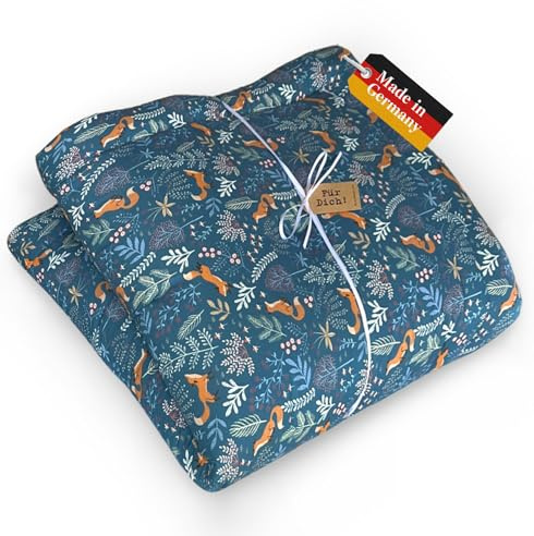 Blausberg Baby® - Krabbeldecke dick gepolstert 80x80 cm, OEKO-TEX® Baumwolle, Spieldecke & Laufstalleinlage, in Deutschland gefertigt - Fuchs Blau