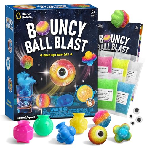 Dr. Daz Flummi Gummiball Hüpfbälle Selber Machen Set für Kinder, Bouncing Ball Set Spiel ab 8 Jahren, Springball für Kinder Ab 7 8 9 10 Party Mitgebsel Kindergeburtstag, Gastgeschenke Jungen Mädchen