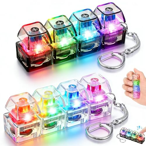 2 Piezas Teclado Fidget Toys, Teclado Antiestres con Luz LED, Teclado Fidget Clicker, Divertido 4 Botón Llavero de Teclado Fidget, Juguetes Antiestrés para Teclados para Adultos