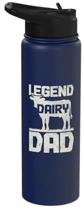 Farmer Legend Dairy Dad Rancher Cattle Farming Cow Funny Stainless Steel Insulated Water Bottle