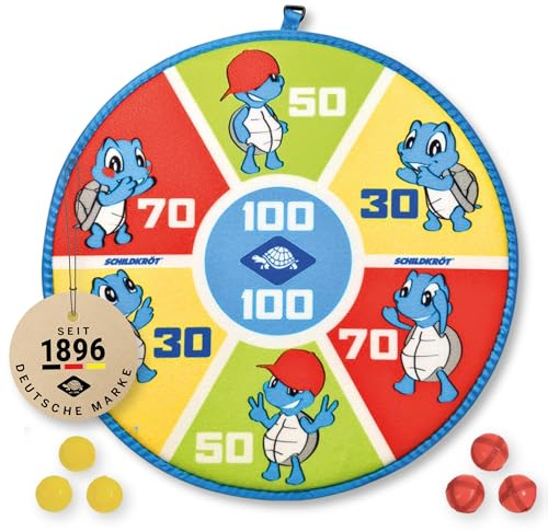 Schildkröt Soft Dart Set I Klett Dartscheibe beidseitig Bedruckt Ø38cm I 6 Klettbälle für Kinder & Familie I Sicheres Indoor Outdoor Dartspiel