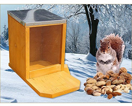 Melko Futterhaus Eichhörnchen Futterautomat Futterstation Holz Plexiglas Zinkdach
