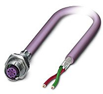 PHOENIX CONTACT SACCBP-M12FSB-2CON-M16/1.0-910 Bussystem Einbaubuchse Profibus, 2 Polig, M12, Geschirmt, B Kodiert, 1m Buskabel, 2 x 0.25mm² Leiterquerschnitt