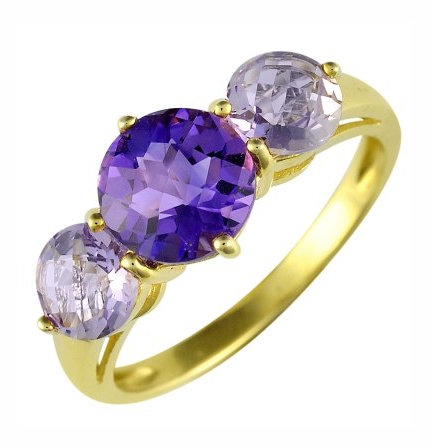 Ivy Gems Halskette 9 Karat (375) Gelbgold, Pink Amethyst Ring Trilogie speziellen Schnitt