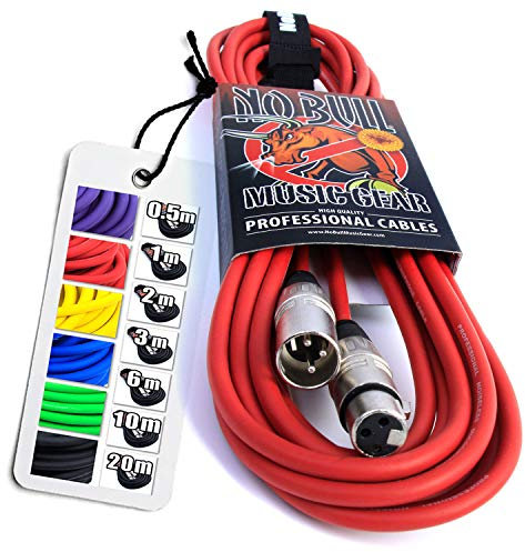 No Bull Nordell Music Gear' Premium XLR Cable (Red, 6m): Achieve a Clearer Audio Signal with Balanced Male to Female Microphone Lead, plus Cable Tie