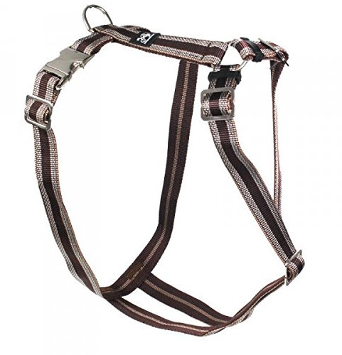 Feltmann Premium Hundegeschirr mit Alu-Max®-Metall-Steckschlössern, Soft-Nylonband braun Muster 55-75 cm, 20 mm
