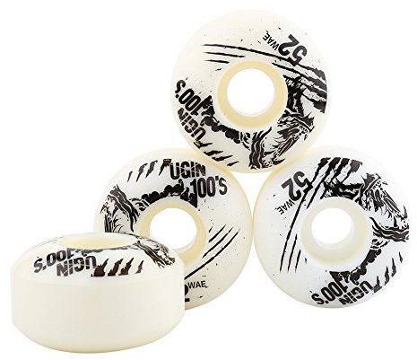 eecoo Longboard Skateboard Rollen, Wheel Set (4 Rollen) PU Kugellager und Spacern, 52mm x 30mm Wheels, in Vielen Farben(Weiß)