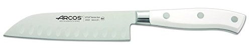 Arcos Serie Riviera Blanc - Cuchillo Santoku Cuchillo Asiático - Hoja de Acero Inoxidable Forjado NITRUM 140 mm - Mango de Polioximetileno (POM) Color Blanco
