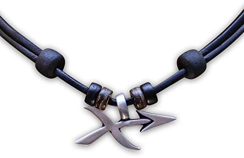 HANA LIMA 1 von 12 Sternzeichen Tierkreiszeichen an verstellbarer Halskette Horoskop Horoscope Lederkette Surferkette I - Schütze (Sagittarius) / 23. November - 21. Dezember