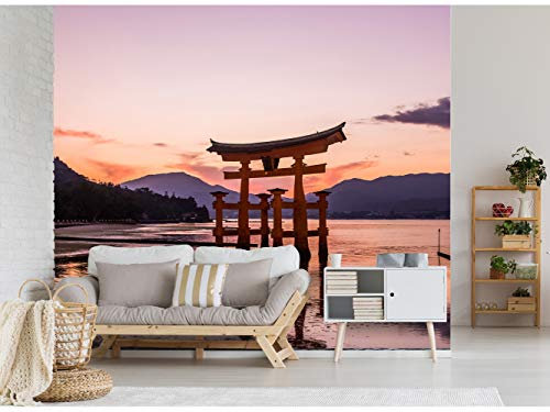 Fotomural Vinilo Para Pared Puerta Torri al Amanecer en Japón | Fotomural para paredes | Mural | Vinilo Decorativo | Varias Medidas 200 x 150 cm | Decoración comedores, salones, habitaciones...