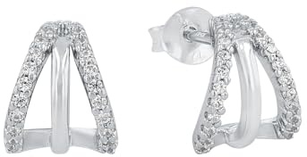 Amor Ohrstecker 925 Sterling Silber Damen Ohrschmuck, mit Zirkonia synth., 0,9 cm, Silber, Kommt in Schmuck Geschenk Box, 2026261