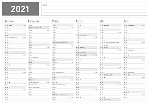 Karton-Tafelkalender A5 2021 - 21x14,8 - Jahresplaner - Jahresübersicht - Alpha Edition