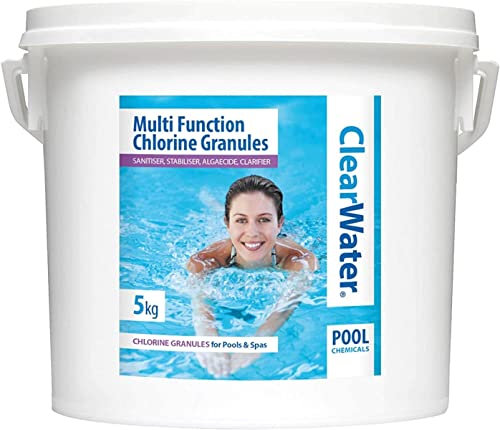 Clearwater 5 kg Multifunction Chlorine Tablets, 4-in-1 Dispenser Tablets (Sanitiser, Stabiliser, Algaecide and Clarifier) for Pools and Hot Tubs, 250 x 20 g