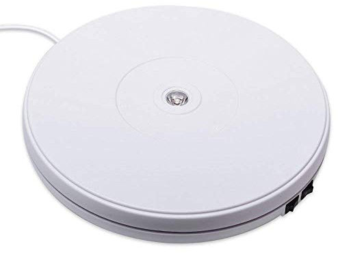 fotoconic White Electric Motorized Rotating Turntable Display Stand with LED, 25cm Diameter, 10KG Centric Loading for Shop Display