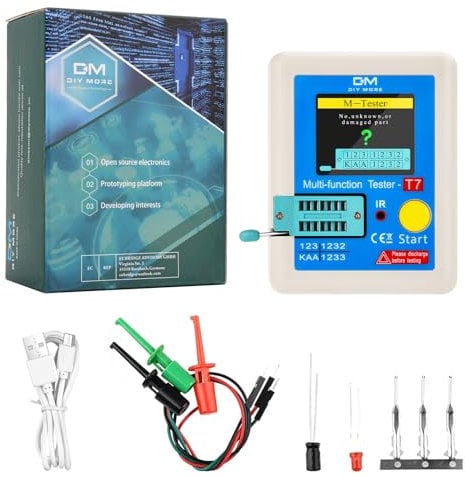 diymore Tester Transistor LCR-T7, Transistor Multifunzione TFT, con Funzionamento a un tasto, Display Grafico, Spegnimento Automatico per Diodi Triodici, Resistore, Transistor ESR NPN PNP MOSFET