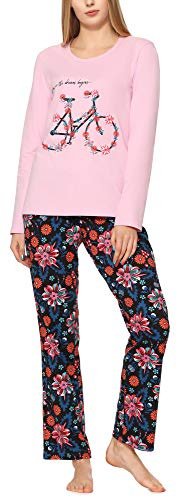 Merry Style Damen Lang Zweiteiliger Schlafanzug aus Baumwolle Pyjama Set Winter MS10-169