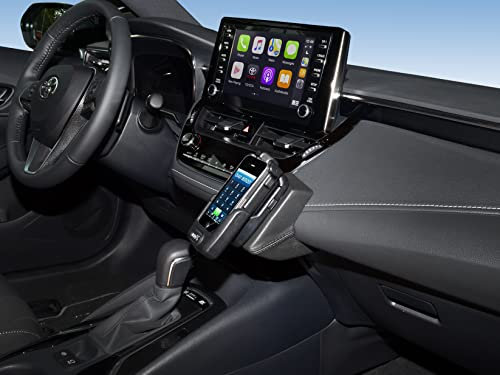 KUDA Handyhalterung passend für Toyota Corolla Hybrid ab 2019 - Telefonkonsole für Smartphones, Handy, Navi und mehr - Kunstlederkonsole, Schwarz, 3785