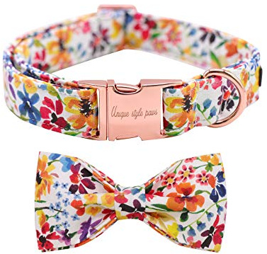 Unique style paws Hundehalsband mit Abnehmbarer Fliege, Hundehalsbänder mit Schleife für kleine mittel Groß Hunde, Fliege Hundehalsband verstellbar XXS-XL