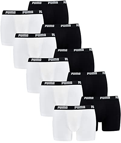 PUMA Herren Boxershorts Unterhosen 100004386 10er Pack, Wäschegröße:L, Artikel:-301 White/Black