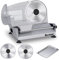 Affettatrice per cibo, 200 W, con 2 lame in acciaio inox da 7,5 e un vassoio in acciaio inox, protezione per il blocco dei bambini, spessore regolabile, affettatrice per alimenti per la preparazione