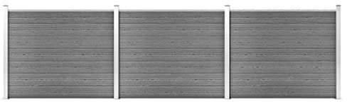vidaXL Zaunelement Set mit Pfosten Sichtschutz Windschutz Zaun Gartenzaun Lamellenzaun Sichtschutzzaun Windschutzzaun WPC 526x146cm Grau