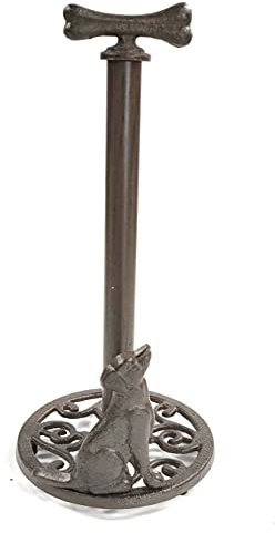 Traditional Cast Iron Toilet Roll Holder or Kitchen Towel Holder, Country Chic Dog and Bone Design