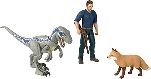 Jurassic World Dominion Human & Dino Pack Owen & Velociraptor Beta & Zubehör, authentische Actionfiguren, bewegliche Gelenke, ab 4 Jahren