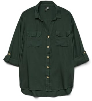 VERO MODA Damen Vmbumpy L/S Shirt New WVN Ga Noos Langarmbluse, Pine Grove,XL