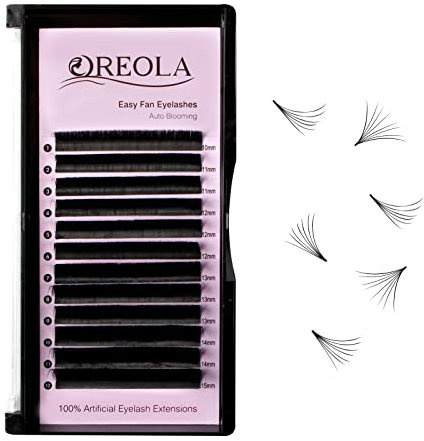Oreola Volume Eyelash Extensions 0.07D Easy Fan Lashes Second Self Fanning Eye Lashes Flat Lashes Silk Eyelashes Extensions for Professional Use