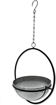 DARO DEKO Metall Blumen-Ampel mit Rahmen schwarz Silber 24 x 56cm Blumentopf hängend Hängeampel