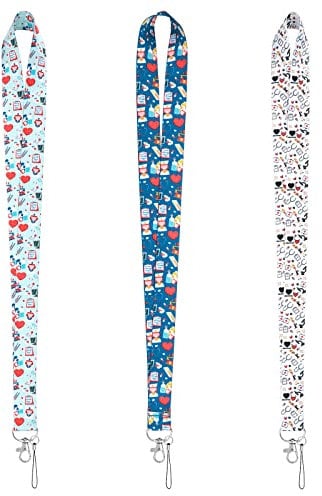 Cobee ID Lanyards Strap Abzeichen Lanyards Schlüsselband mit niedlichem Muster für Handy, Tasche ID Kartenhalter Schlüsselband für Damen Herren (3 Stück, Schlüsselband aus der Herz Serie)