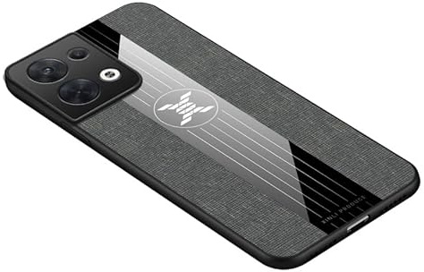 HAOYE Cover per OPPO Reno8 Pro (Reno 8 Pro) 5G Cover, 360° Protettiva Antiurto Rugged Custodia, Silicone TPU + PC Rigida + PU in Denim Tessuto Cellulare Case Cover. Grigio