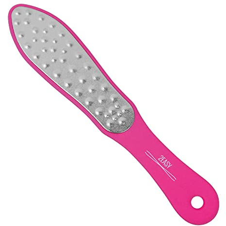2Easy - Lima Piedi Pro in Acciaio Inox, Lima Professionale a doppia texture fronte/retro - Impugnatura ergonomica - ideale per callosità e ispessimenti (Rosa)