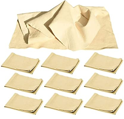 TMPpro 20x Mikrofaser Ledertuch, Auto Fensterledertuch, Haushalt Reinigungstuch für Küche oder Bad UVM., aus echtem Leder, saugfähig, 38x40cm Putztuch