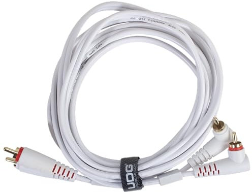 UDG - Cable de audio RCA recto - RCA en ángulo blanco 3 m