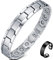 Vicmag Magnetarmband Herren Titanstahl-Magnetarmband Einreihig Ultra-Stärke-Magnete mit Einstellwerkzeug und Geschenkbox (Einreihig Silber)