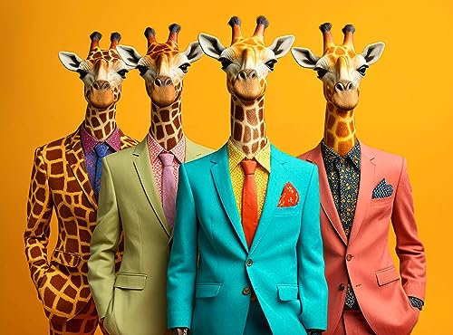 The Fab Four Giraffes 1000 Piece Jigsaw Puzzle by Cross & Glory - Eco-Friendly, Unique Artwork Jigsaw Puzzles for Adults - Fun, Challenging Brain Teaser
