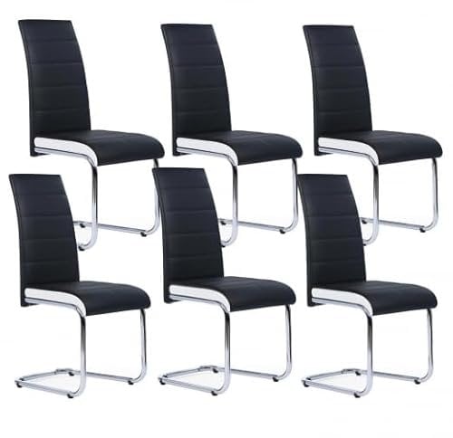 IDMarket - Lot de 6 chaises MIA Noires liseré Blanc pour Salle à Manger