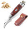 Stools Pilzmesser mit Bürste, klappbares Pilzmesser, Schwammmesser Outdoor-Klappmesser, Zweihandmesser mit PU-Scheide zum Pilzsammeln Pilzkultur Pilzzucht-Set