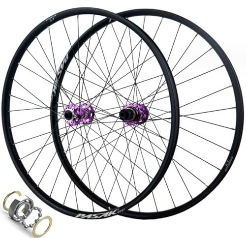 ZECHAO Mountainbike Laufradsatz mit Scheibenbremse,26 27,5 29 Zoll MTB Laufradsatz Steckachse Vorne 15×110mm Hinten 12×142mm Ultraleichte Fahrradfelge 12 Gänge (Color : Purple, Size : 29inch)