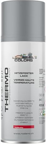 COLORS Hitzefest Sprühlack - 400ml Hochtemperatur Spraydose - Hitzebeständig bis 650°C - Hitzeresistenter Lack ideal für Kfz, Grills, Kamin - Silber matt