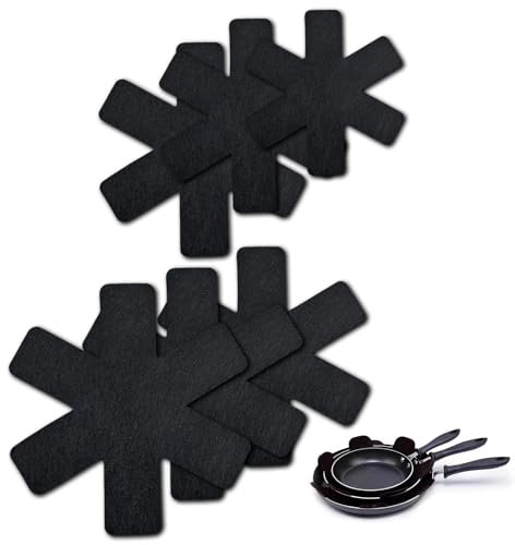 GWAWG 6 protectores de sartenes para apilar, 6 protectores negros de diferentes tamaños para proteger los separadores de sartenes apilables (20, 26, 28, 30, 35, 38 cm)