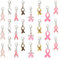 PH PandaHall 48pcs Breloques de Sensibilisation au Cancer du Sein, Pendentifs en Ruban Rose Breloques en Émail Fermoir Mousqueton Breloques D'Espoir pour Bijoux, Colliers, Bracelets