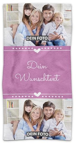 PR Print Royal Handtuch personalisiert mit Foto und Wunschtext - Personalisiertes Handtuch Bedrucken - Persönliches Fotogeschenk für Familie und Freunde | 100 x 50 cm, Flieder