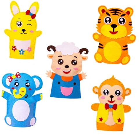 Vaguelly Bastelset 5 Sets Tier-handpuppen Marionetten-Set Für Kinder Handgefertigt Zum Nähen Basteln Für Die Zeit Mit Der Familie