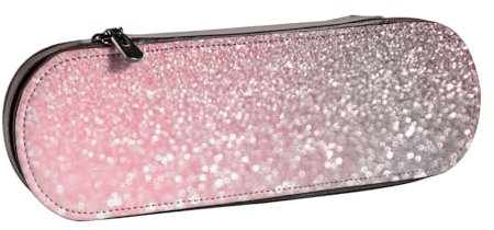 MIJKO Roségold-Rosa-Glanz, Federmäppchen, PU-Leder, Federmäppchen, großes Fassungsvermögen, Kosmetiktasche