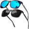 KANASTAL 2 Pack Blue Polarised Sunglasses Mens Womens Sun Glasses Vintage Classic Protection UV400 Driving Fishing Running - Glossy Black + Blue Mirrored
