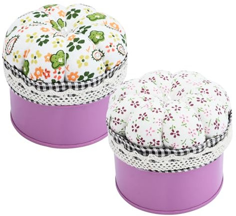 Bekecidi 2 Stück Nadelkissen mit Aufbewahrungsbox, Kürbis-Form, Nadelkissen, niedliches Nadelkissen, Nadelhalter, Nadelkissen zum Nähen, Quilten, Handarbeiten, Zubehör, Basteln