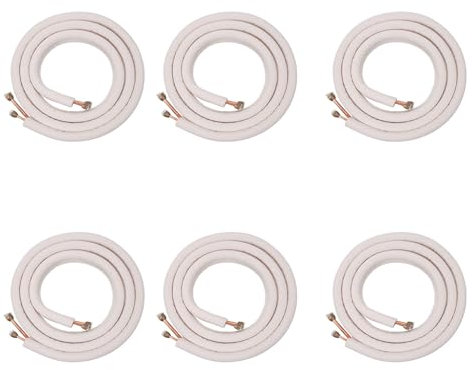 BOLAXHCA 6X Tubo de Bobina de Pareja de Aire Acondicionado de 3 Metros 1/4 Pulgadas 3/8 Pulgadas de Aluminio Aislado Piezas de Aire Acondicionado Tubo de Refrigerante