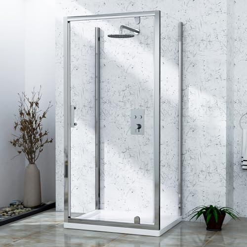 Cube 1000 x 800mm 3-Sided Pivot Door Shower Enclosure Rectangular with Side Panels 6mm Safety Tempered Glass Screen